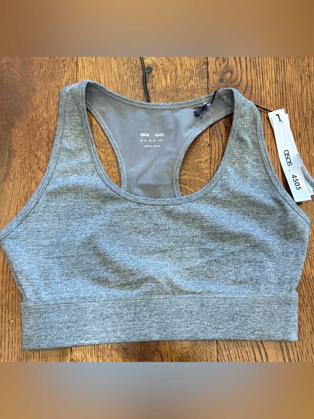 ASOS 4505 Gray Racerback  Sports Bra Size US 6 Activewear NWT